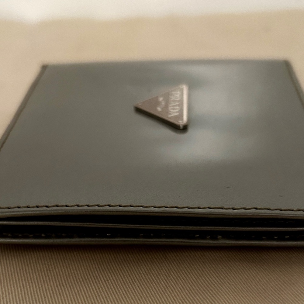 Prada Silver Bi-Fold Wallet Saffiano metallic leather.  Hard color to find. - Picture 10 of 14